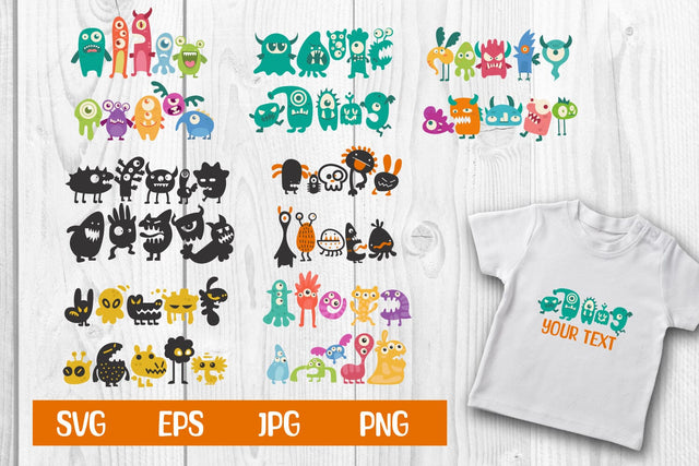 Bundle, 14 design Cute Monsters svg, eps, png,jpg SVG dadan_pm 