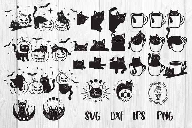 Bundle Black cat,Halloween, cute cat funny SVG dadan_pm 