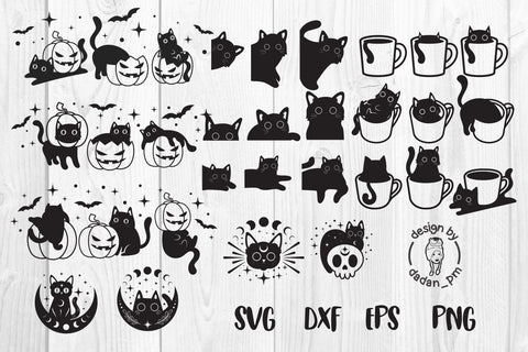 Bundle Black cat,Halloween, cute cat funny SVG dadan_pm 