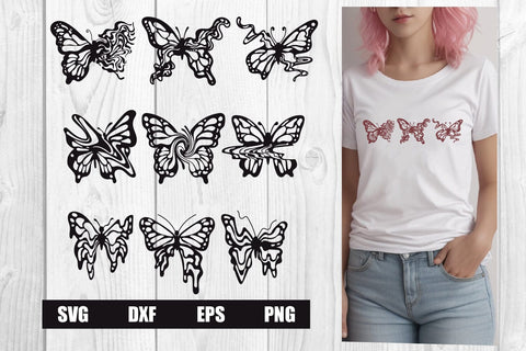 BUNDLE Butterfly abstract hand drawn svg, dxf, eps, png SVG dadan_pm 