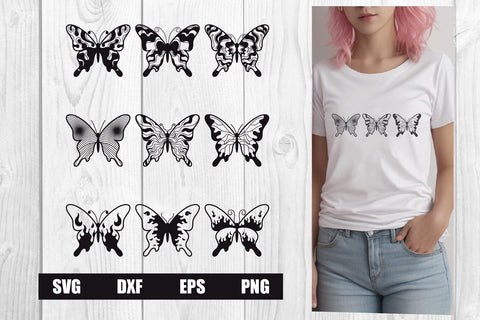 BUNDLE Butterfly abstract hand drawn svg, dxf, eps, png SVG dadan_pm 