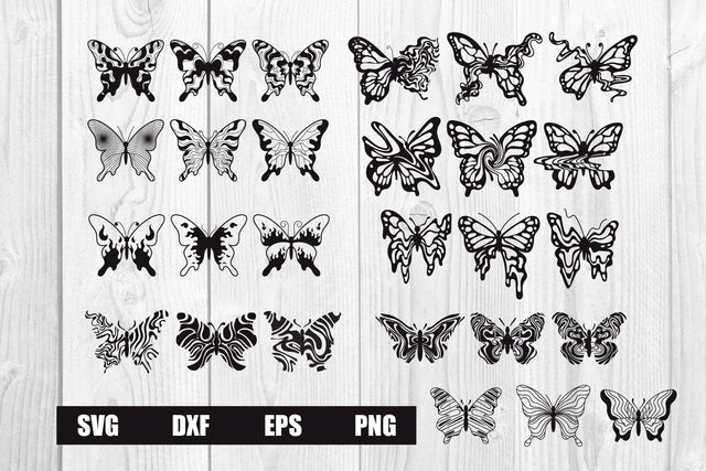 BUNDLE Butterfly abstract hand drawn svg, dxf, eps, png SVG dadan_pm 