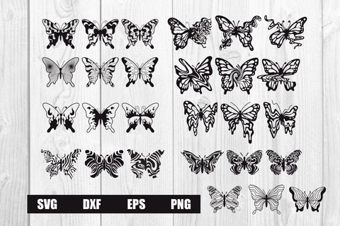 BUNDLE Butterfly abstract hand drawn svg, dxf, eps, png SVG dadan_pm 