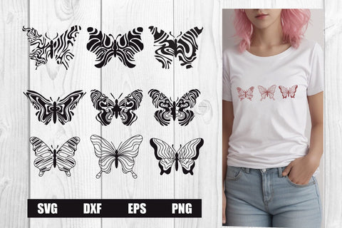 BUNDLE Butterfly abstract hand drawn svg, dxf, eps, png SVG dadan_pm 
