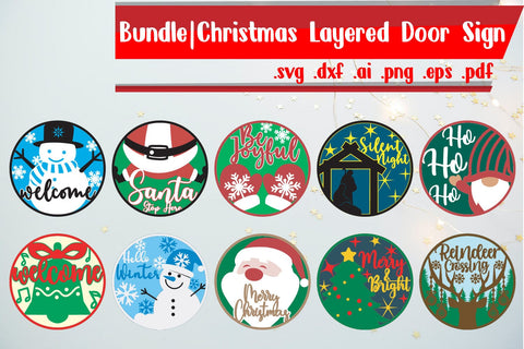 BUNDLE Christmas Layered Door Sign Svg Cut Files SVG zafrans studio 