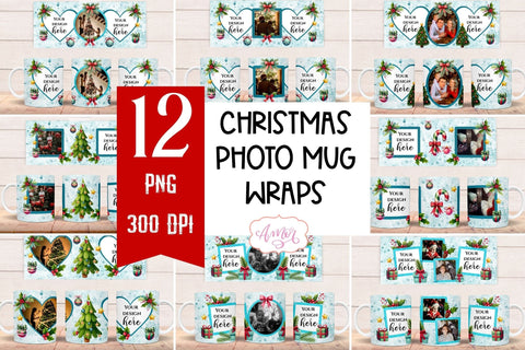 BUNDLE Christmas Photo Mug Wrap PNG Sublimation Sublimation Amorclipart 