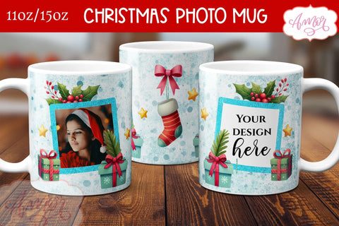 BUNDLE Christmas Photo Mug Wrap PNG Sublimation Sublimation Amorclipart 