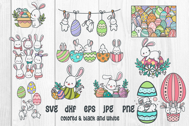 Bundle Cute Bunny Easter, funny easter egg svg, dxf, png SVG dadan_pm 