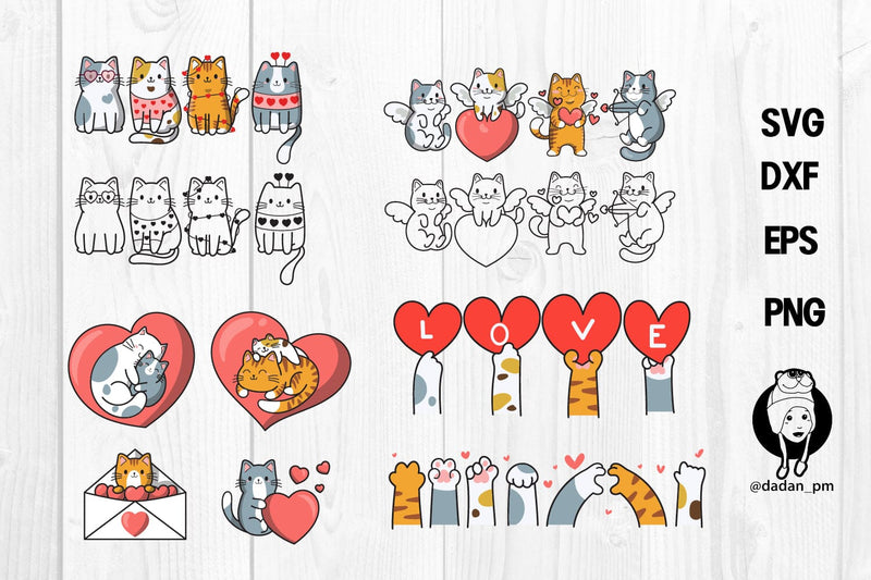 Bundle Cute cat valentines day svg SVG dadan_pm 