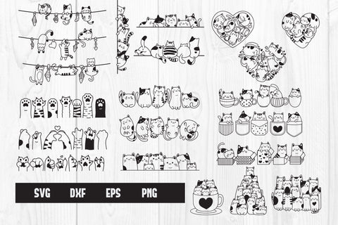 Bundle Cute Cats SVG, Funny cat Cat clipart, Meow Svg SVG dadan_pm 