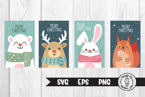 Bundle, Cute Christmas greeting cards svg SVG dadan_pm 