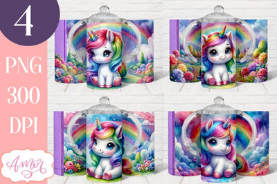 BUNDLE Cute unicorn sippy cup PNG | Kids 12oz tumbler wrap SVG Amorclipart 