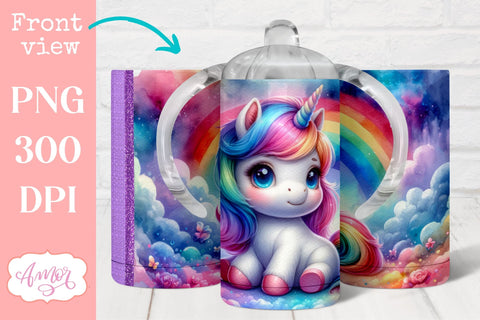 BUNDLE Cute unicorn sippy cup PNG | Kids 12oz tumbler wrap SVG Amorclipart 