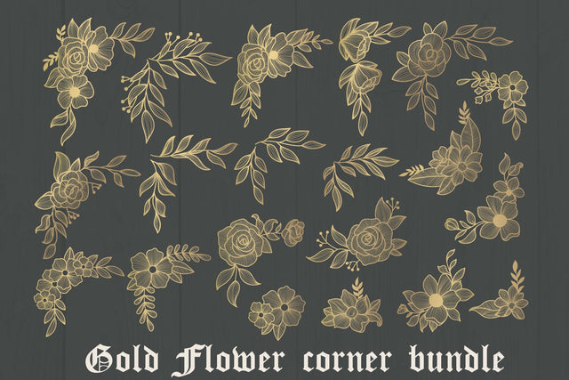 Bundle, Gold flowers corner border svg, dxf, eps, png SVG dadan_pm 
