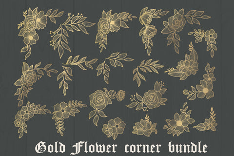 Bundle, Gold flowers corner border svg, dxf, eps, png SVG dadan_pm 
