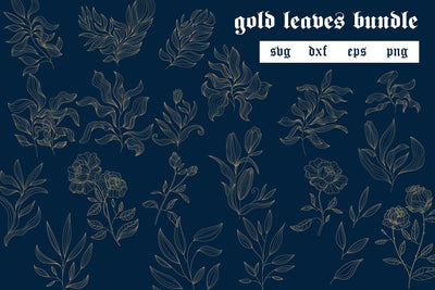 Bundle Gold leaves, luxury background decoration svg SVG dadan_pm 