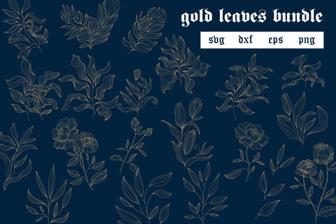 Bundle Gold leaves, luxury background decoration svg SVG dadan_pm 