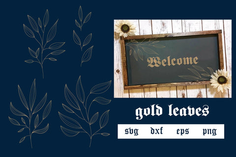 Bundle Gold leaves, luxury background decoration svg SVG dadan_pm 