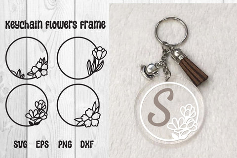 Bundle Keychain Flower frame svg, dxf, eps, png SVG dadan_pm 