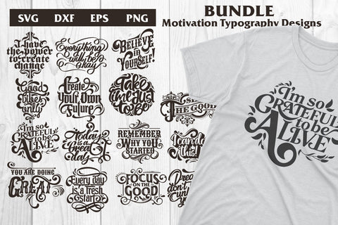 Bundle Motivational quotes, lettering typography svg, dxf SVG dadan_pm 