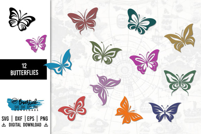 Bundle of 12 butterflies SVG file SVG Boertiek 