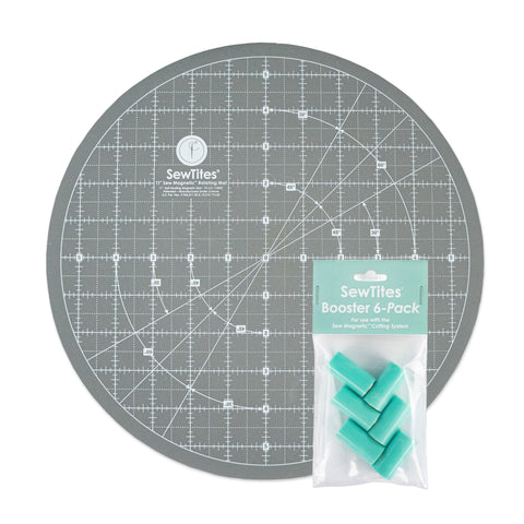 BUNDLE: Sew Magnetic 11" Rotating Self-Healing Cutting Mat + Boosters 6-Pack Physical SewTites 