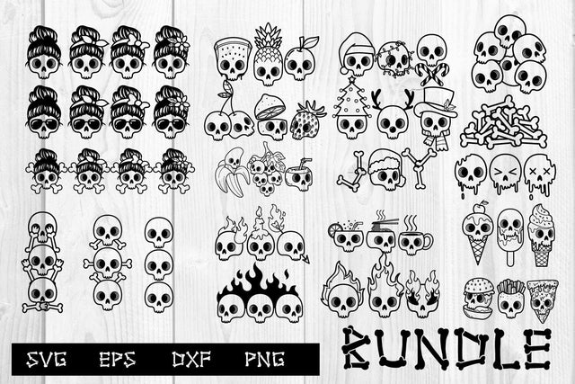 Bundle Skull cute svg, skeleton hand drawn kawaii svg SVG dadan_pm 