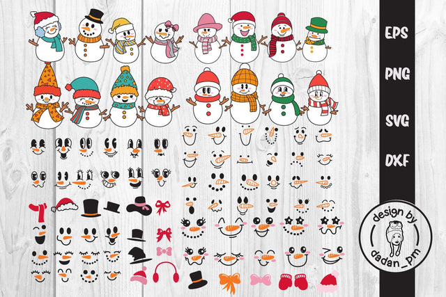 Bundle, Snowman svg, christmas snowman face SVG dadan_pm 