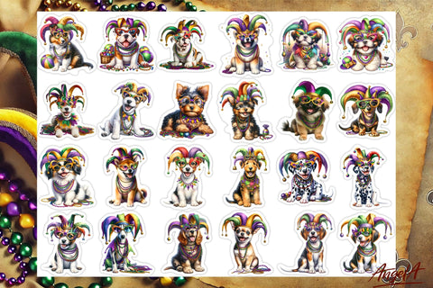Bundle stickers, Mardi Gras stickers, funny dog printable Sublimation Angelina Semenova 