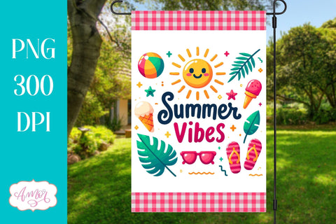 BUNDLE Summer Garden Flag Sublimation Designs PNG Sublimation Amorclipart 