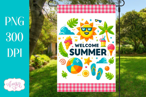 BUNDLE Summer Garden Flag Sublimation Designs PNG Sublimation Amorclipart 