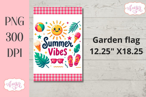 BUNDLE Summer Garden Flag Sublimation Designs PNG Sublimation Amorclipart 