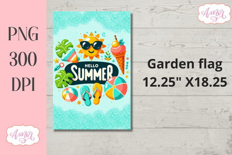 BUNDLE Summer Garden Flag Sublimation Designs PNG Sublimation Amorclipart 
