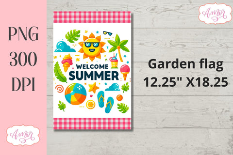 BUNDLE Summer Garden Flag Sublimation Designs PNG Sublimation Amorclipart 