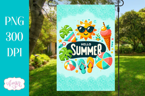 BUNDLE Summer Garden Flag Sublimation Designs PNG Sublimation Amorclipart 