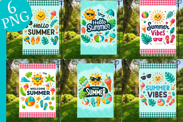 BUNDLE Summer Garden Flag Sublimation Designs PNG Sublimation Amorclipart 