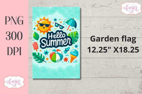 BUNDLE Summer Garden Flag Sublimation Designs PNG Sublimation Amorclipart 