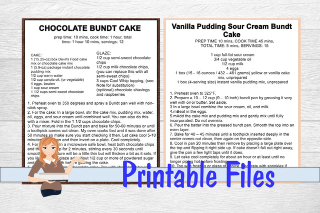 Bundt Cake Recipe Cards 3D Paper Family Creations 