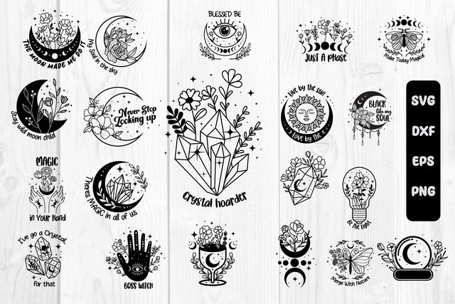 Bunlde Wildflower, Celestial moon svg, celestial svg SVG dadan_pm 