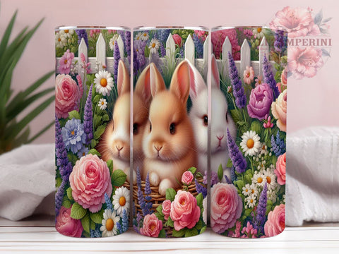 Bunnies 20oz Tumbler Wrap PNG, Rabbits Spring Tumbler PNG Sublimation Design, Straight & Tapered Tumbler Wrap, Instant Digital Download Sublimation Li Zamperini 