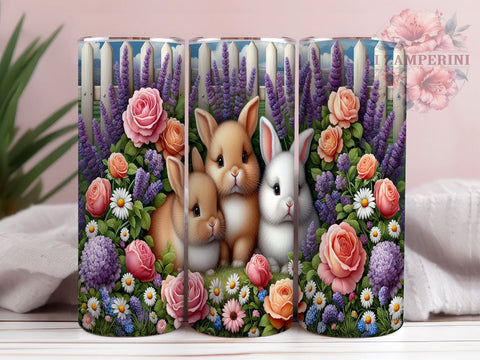 Bunnies 20oz Tumbler Wrap PNG, Rabbits Spring Tumbler PNG Sublimation Design, Straight & Tapered Tumbler Wrap, Instant Digital Download Sublimation Li Zamperini 