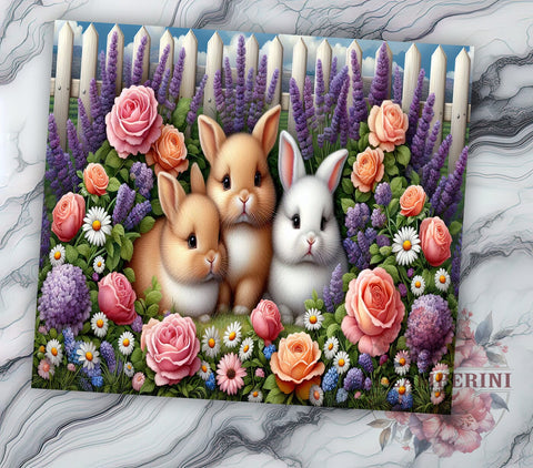 Bunnies 20oz Tumbler Wrap PNG, Rabbits Spring Tumbler PNG Sublimation Design, Straight & Tapered Tumbler Wrap, Instant Digital Download Sublimation Li Zamperini 