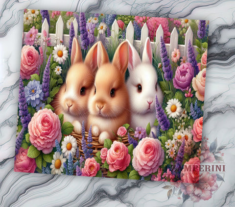 Bunnies 20oz Tumbler Wrap PNG, Rabbits Spring Tumbler PNG Sublimation Design, Straight & Tapered Tumbler Wrap, Instant Digital Download Sublimation Li Zamperini 