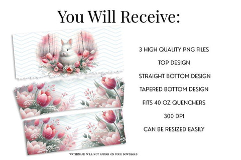 Bunny 40oz Tumbler Wrap Sublimation Design Sublimation BijouBay 