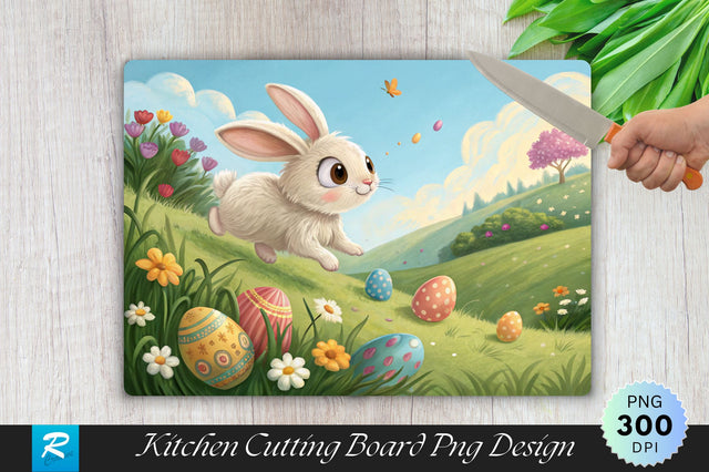 Bunny and Easter Eggs Rolling Catting Board PNG Design Sublimation Regulrcrative 