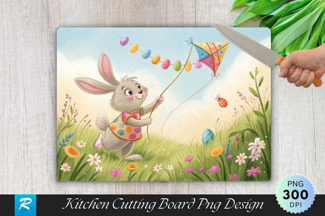 Bunny and Friends with Chicks and Lambs Cutting Board PNG Design Sublimation Regulrcrative 