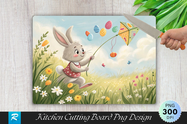 Bunny and Friends with Chicks and Lambs Cutting Board PNG Design Sublimation Regulrcrative 