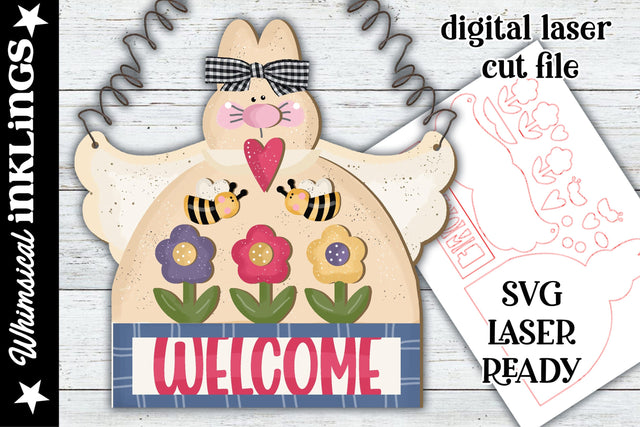 Bunny Angel Welcome Sign SVG Whimsical Inklings 