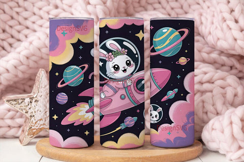 Bunny Astronaut Space 20oz Tumbler Wrap Sublimation DesignSVG 