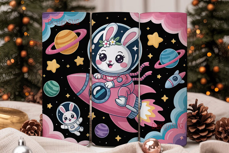 Bunny Astronaut Space 20oz Tumbler Wrap Sublimation DesignSVG 